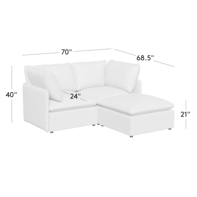 View Lumis 3-Piece White Performance Fabric Standard Depth Sectional Sofa with Ottoman - image 2 of 9