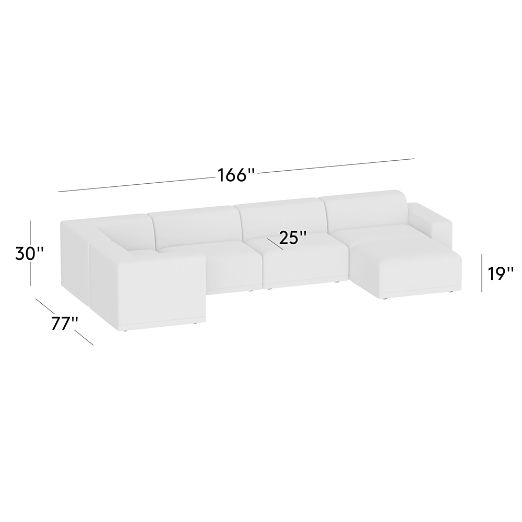 Faible 6-Piece U-Shaped Leather Standard Depth Sectional Sofa with Left-Arm