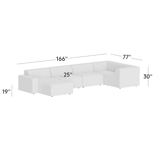 Faible 6-Piece U-Shaped Leather Standard Depth Sectional Sofa with Right-Arm