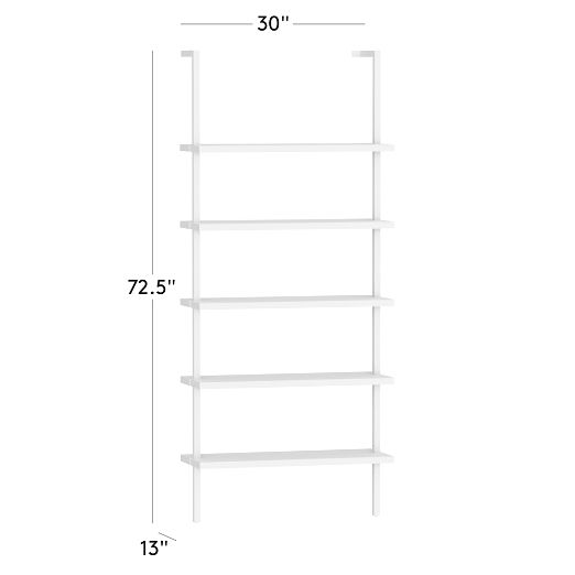 Stairway 72.5" White Metal Wall Mount Bookcase