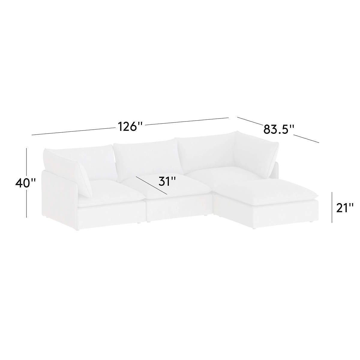 View Lumis 4-Piece Modular Deep Depth Sectional Sofa - image 3 of 10