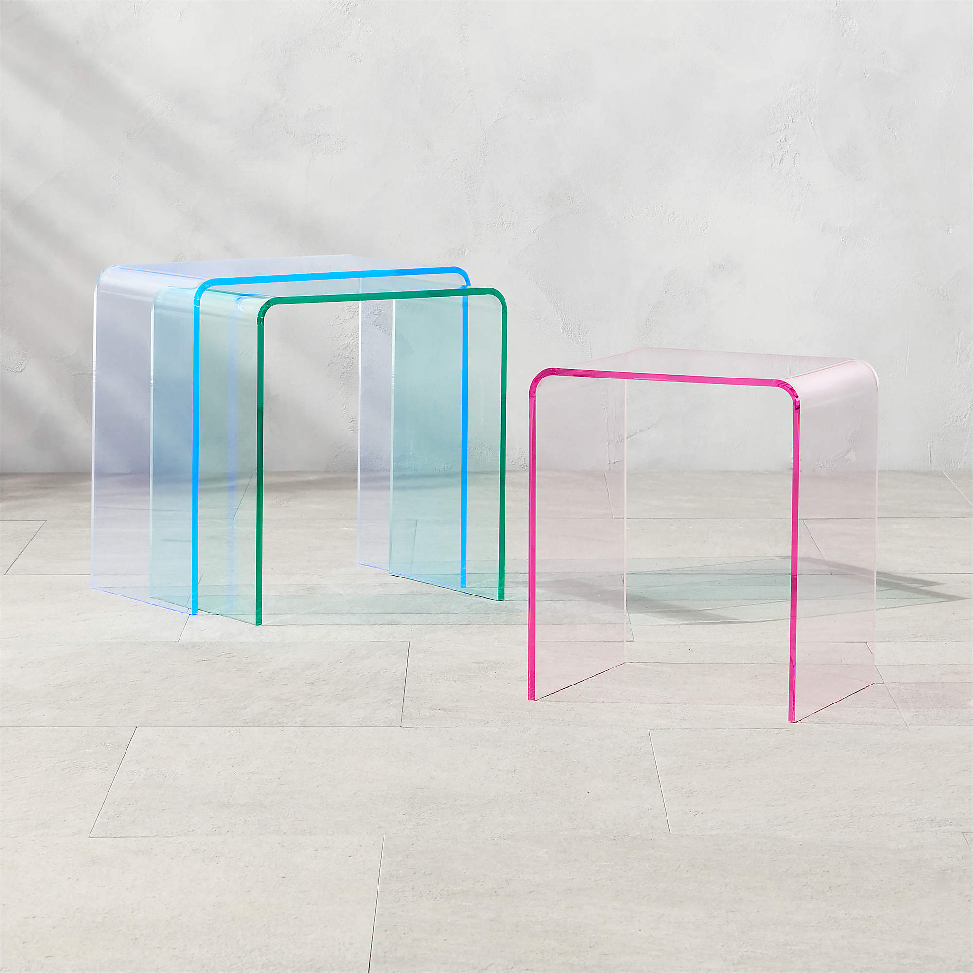 3Piece Peekaboo Colored Acrylic Nesting Table Set + Reviews CB2 Canada