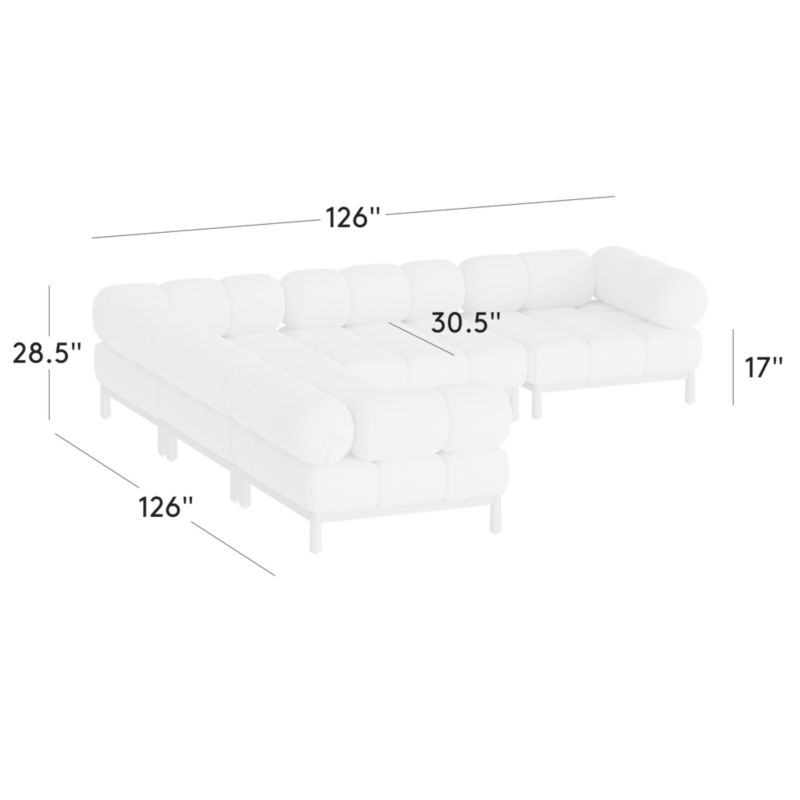 View Sevigne 5-Piece Modular L-Shaped Ivory Boucle Sectional Sofa by goop - image 3 of 11