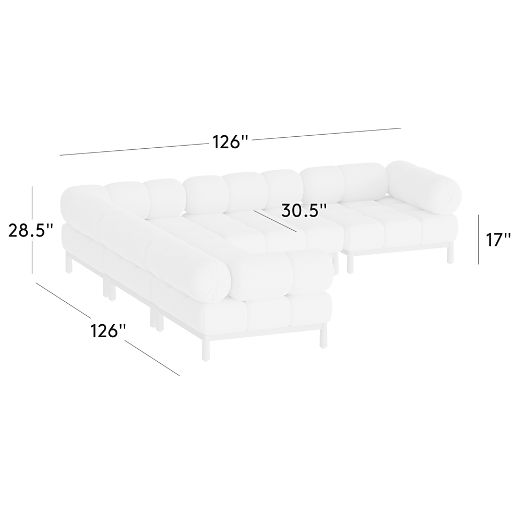 Sevigne 5-Piece Modular L-Shaped Ivory Boucle Sectional Sofa by goop