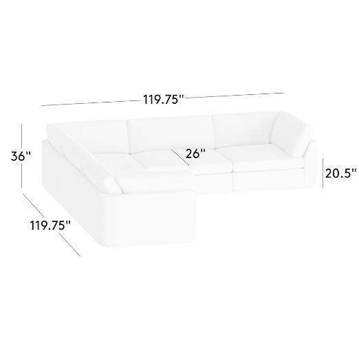 Stormo 5-Piece L-Shaped Leather Sectional