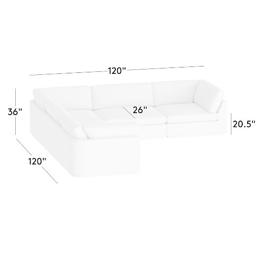 Stormo 5-Piece L-Shaped Leather Sectional