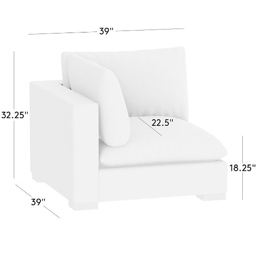 Deseo White Performance Fabric Standard Depth Corner Chair
