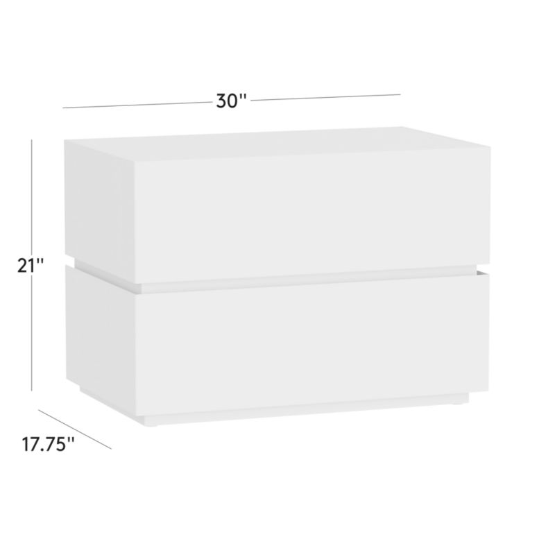 Dover 2-Drawer Warm White Lacquered Nightstand with Travertine Top