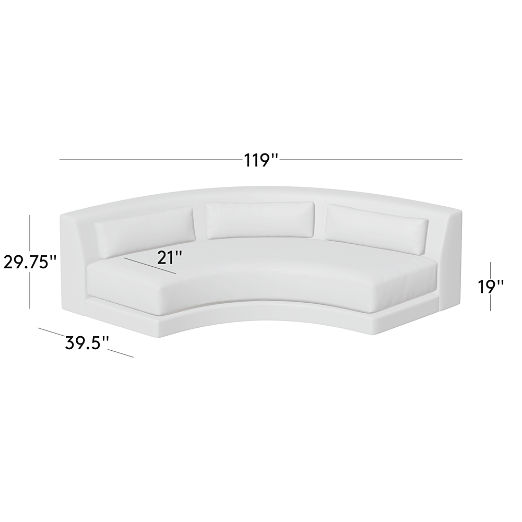 Sonora 119" Curved Leather Armless Sofa