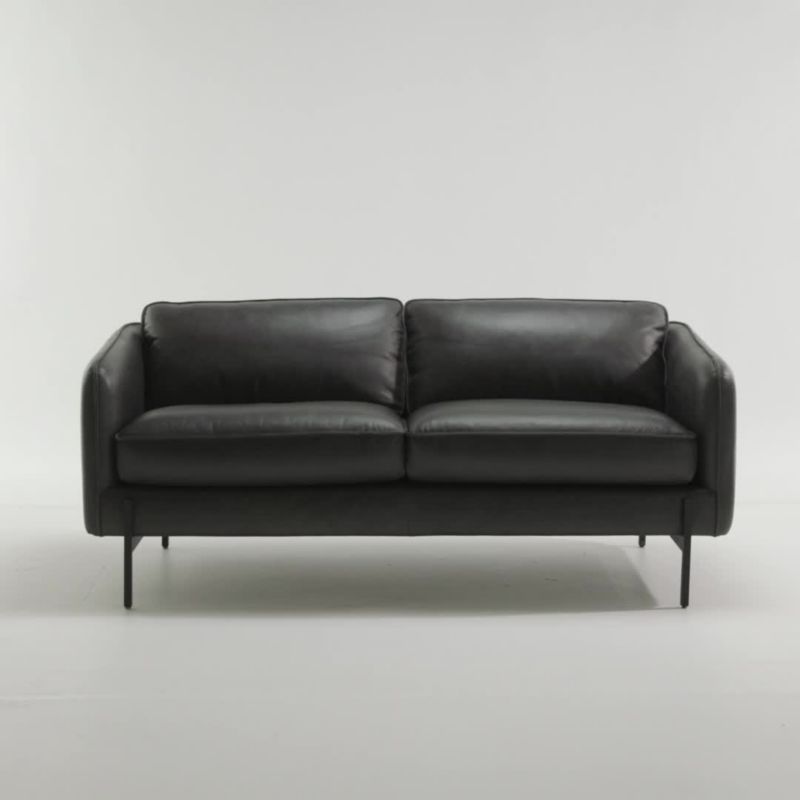 Hoxton black sales leather sofa