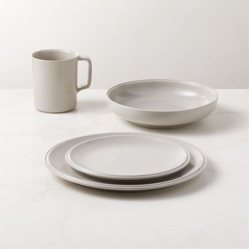 View Frette 4-Piece Grey Dinnerware Set with Pasta Bowl details