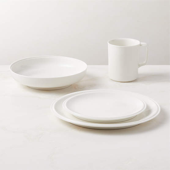 Frette 4-Piece Off-White Dinnerware Set with Pasta Bowl