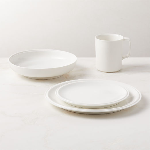 Frette 4-Piece Off-White Dinnerware Set with Pasta Bowl