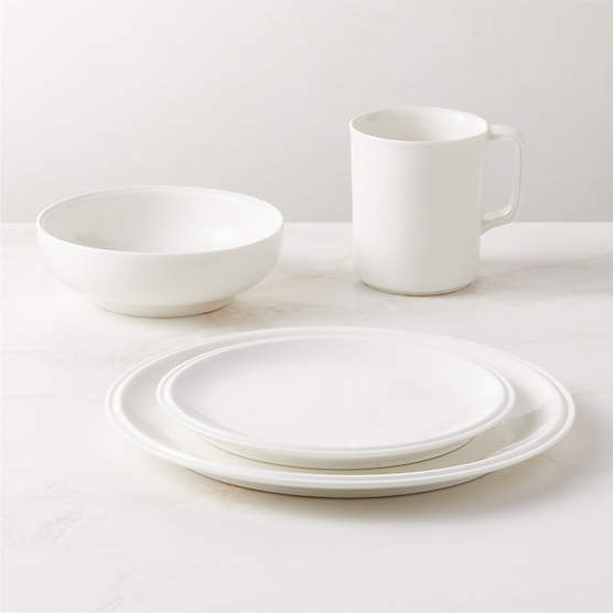 Frette 4-Piece Off-White Dinnerware Set with Soup Bowl