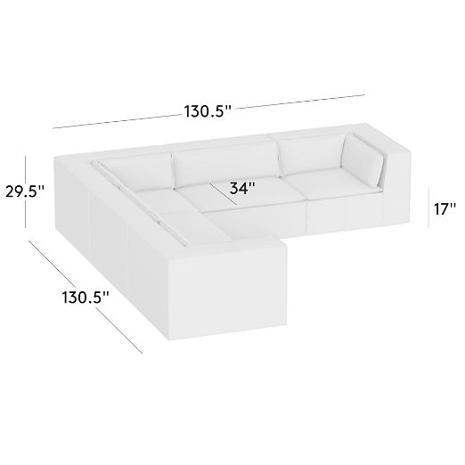 Martine 5-Piece L-Shaped Leather Sectional Sofa