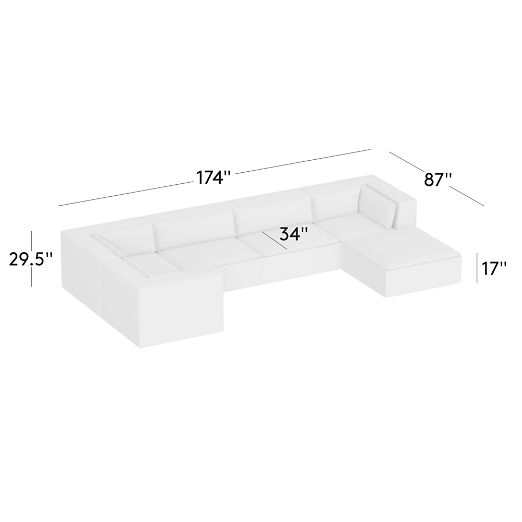 Martine 6 Piece U-Shaped Leather Sectional Sofa