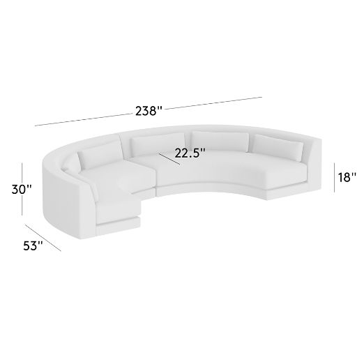 Sonora 2-Piece Large Modular Curved Leather Sectional