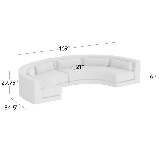 Sonora 2-Piece Large Modular Curved Leather Sectional