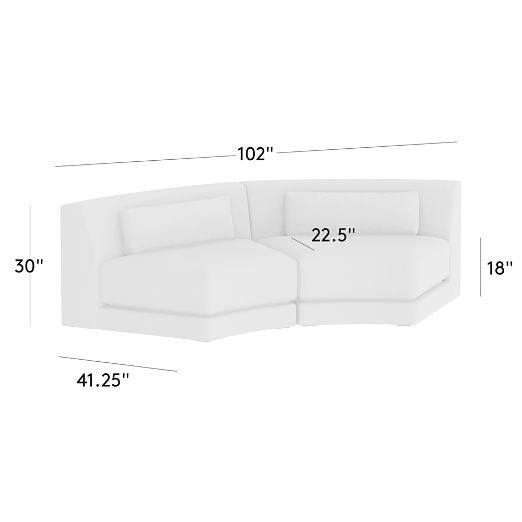Sonora 2-Piece Small Modular Curved Leather Sectional Sofa
