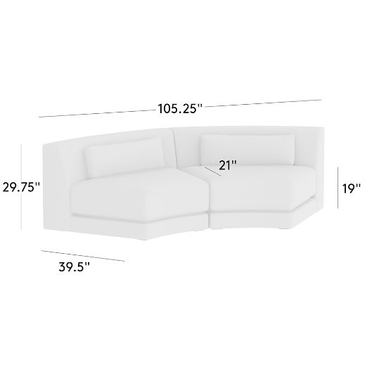 Sonora 2-Piece Small Modular Curved Leather Sectional Sofa