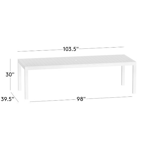 Bay 104" Ivory Aluminum Outdoor Dining Table Set with Ivory Cushions