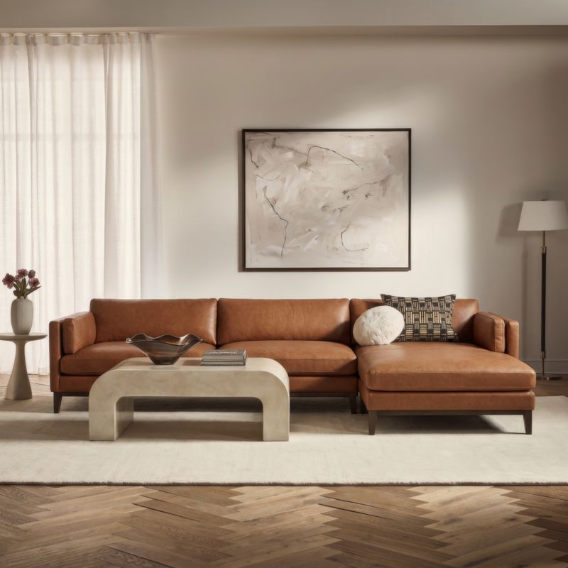 Mona 4-Piece L-Shaped Leather Sectional Sofa - image 2 of 3