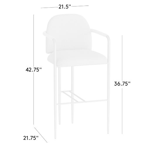 Avont Upholstered Charcoal Performance Fabric Metal Bar Stool Set of 2
