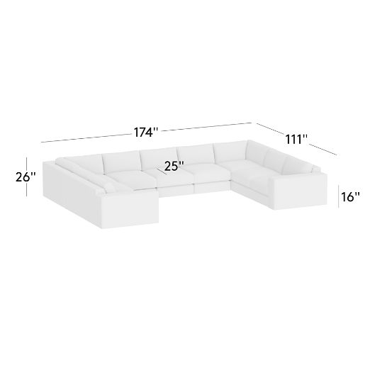 Berkeley 7-Piece Modular U-Shaped Leather Sectional Sofa
