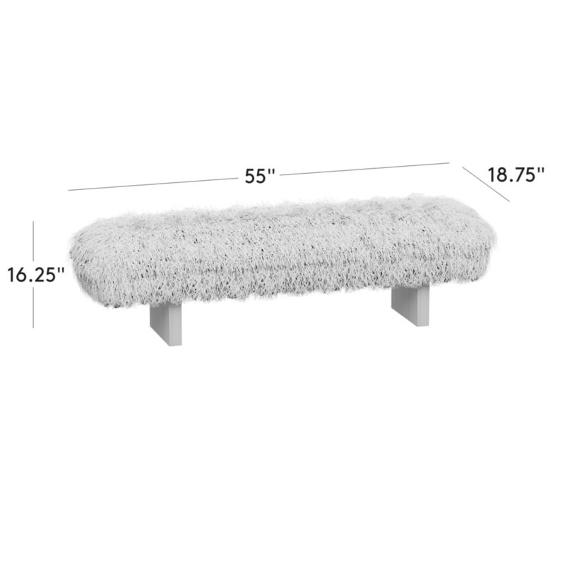 View Socca 55" Taupe Sheepskin Upholstered Bench - image 3 of 11