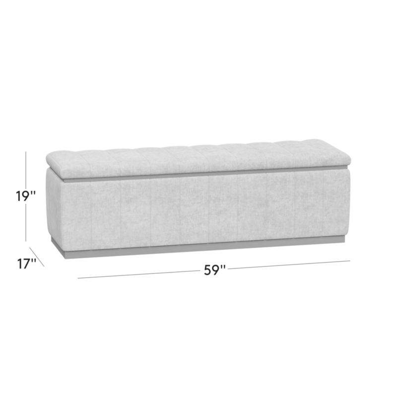 View Forte 59" Grey Velvet Storage Bench - image 3 of 9