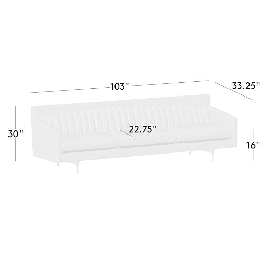 Symmetric 103" Leather Sofa Bello Saddle