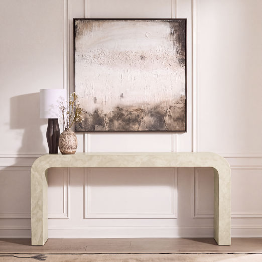 Crescent 80" Vellum Ivory Resin Console Table