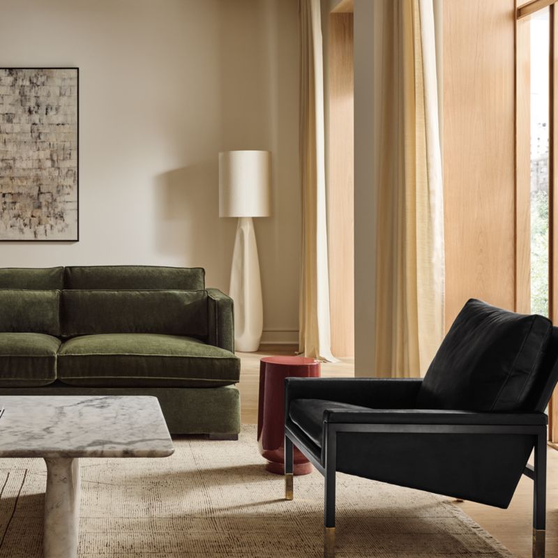 Boks Black Leather Accent Chair with Brushed Brass Legs by Steen Østergaard - image 2 of 11