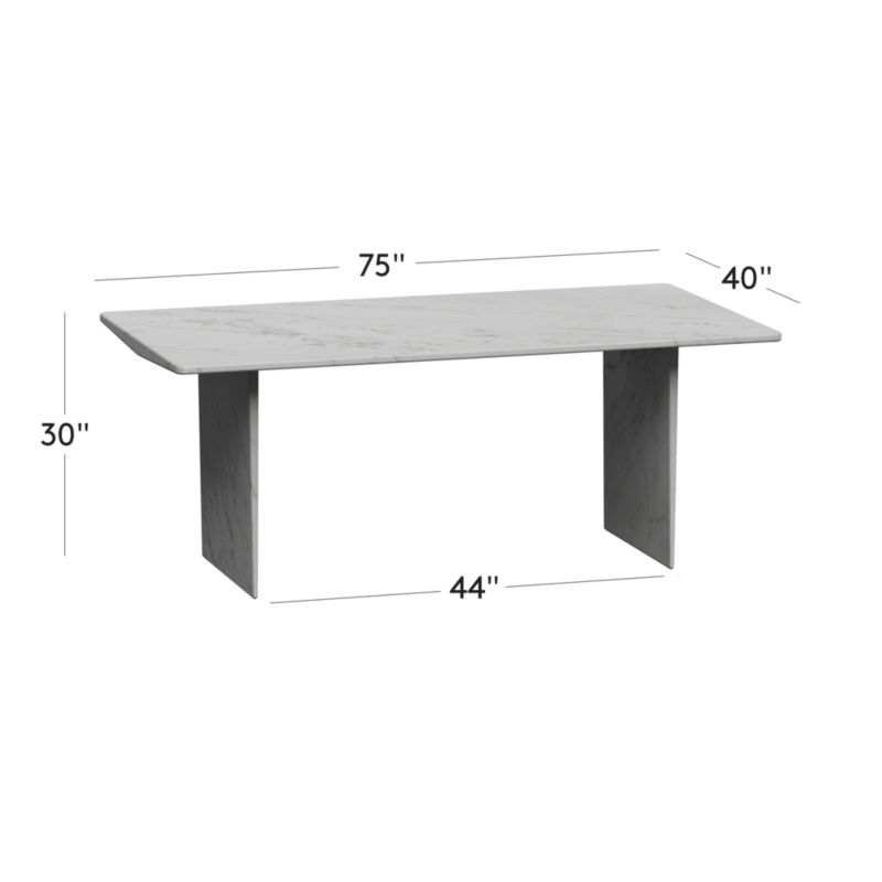 View Kishi 75" Rectangular White Marble Dining Table - image 3 of 8