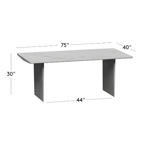 Kishi 75" Rectangular White Marble Dining Table