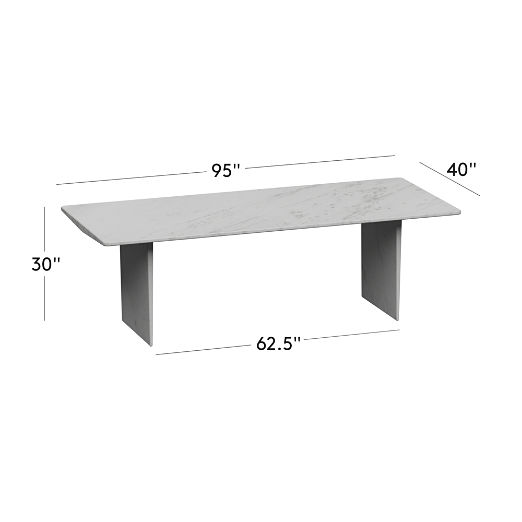 Kishi 95" Rectangular White Marble Dining Table