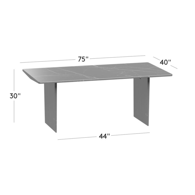 View Kishi 75" Rectangular Black Marble Dining Table - image 3 of 11