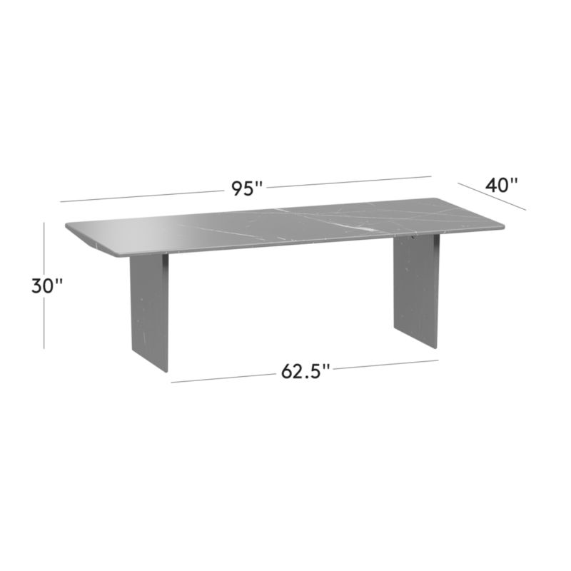 View Kishi 95" Rectangular Black Marble Dining Table - image 3 of 11