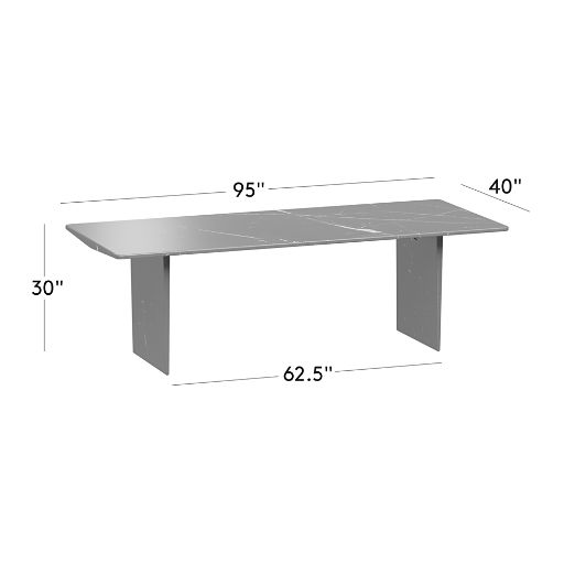 Kishi 95" Rectangular Black Marble Dining Table