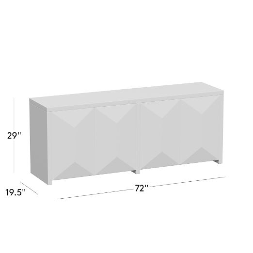 Cairo 72" Warm White High-Gloss Lacquered Credenza