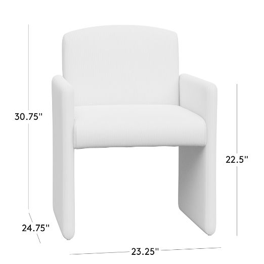 Justine Warm White Corduroy Upholstered Dining Armchair Set of 4