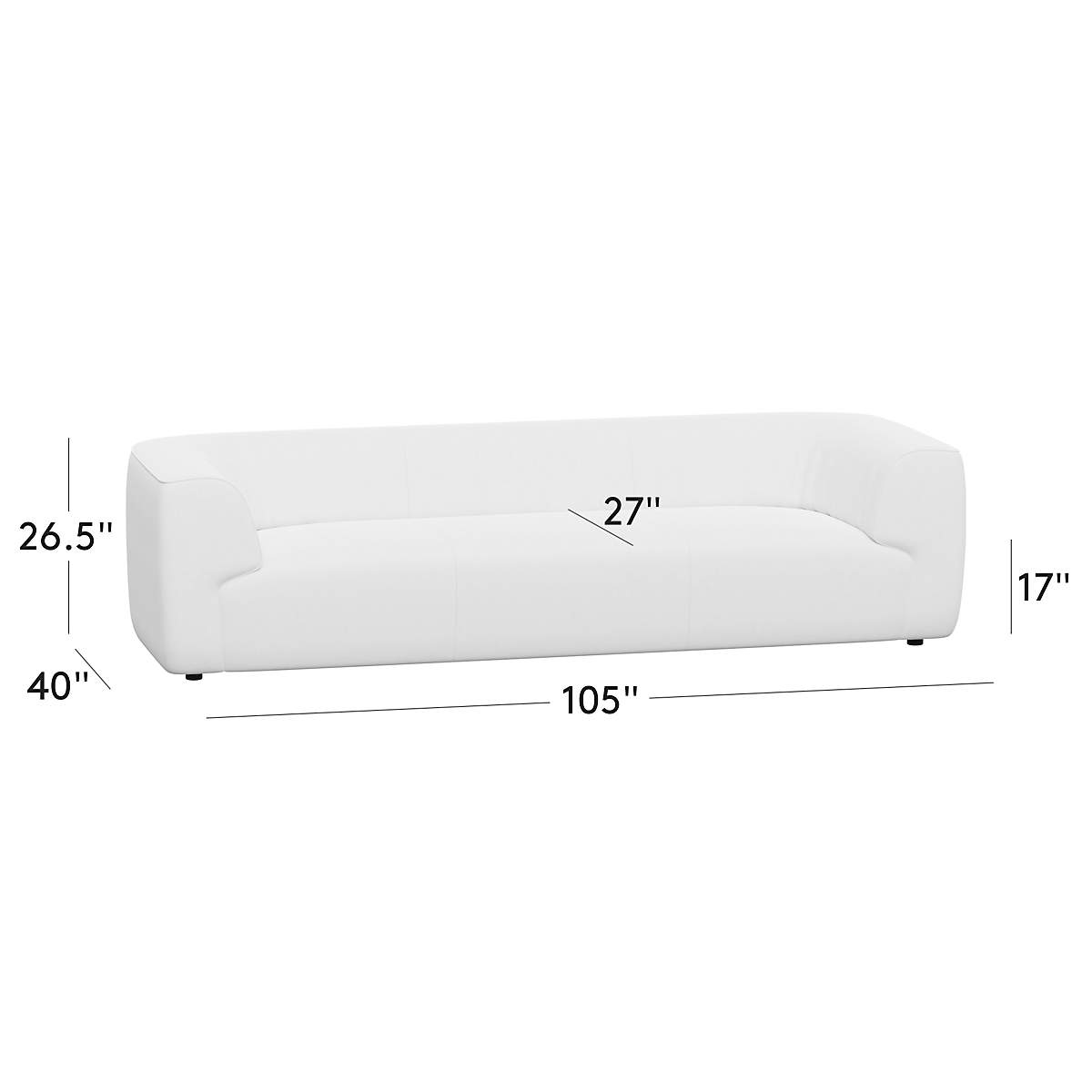 View Rodez White Performance Fabric Sofa (88"-105") - image 2 of 7