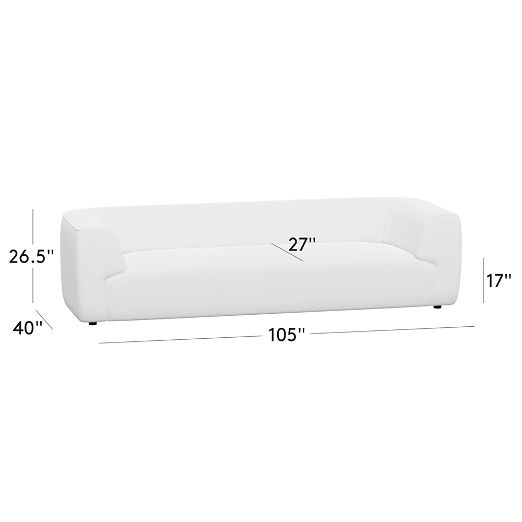 Rodez 105" White Performance Fabric Sofa