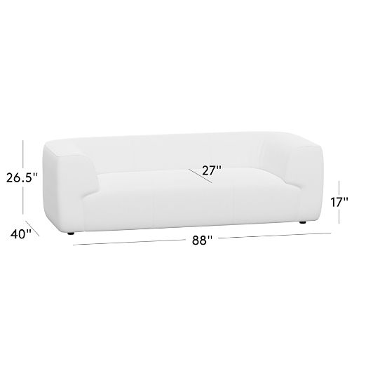 Rodez 88" White Performance Fabric Apartment Sofa