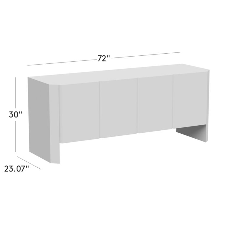 View Kirnan 72" Ivory High-Gloss Lacquered Credenza - image 3 of 10