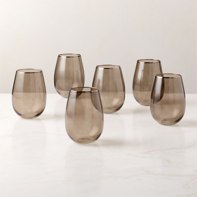 True Smoke Stemless Wine Glass Set of 6 - image 1 of 2