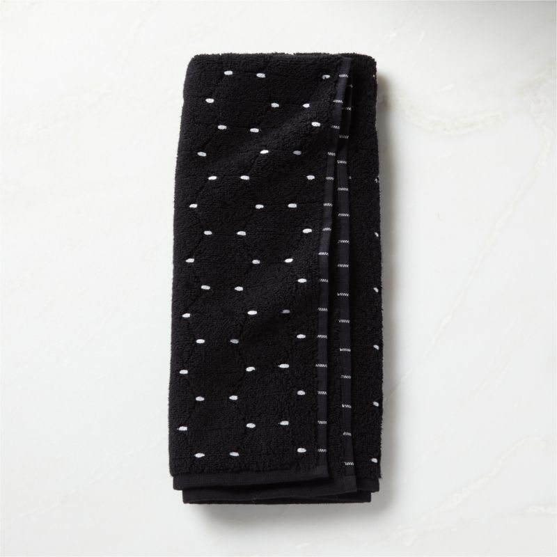 Abbie Organic Cotton Black and White Hand Towel | CB2