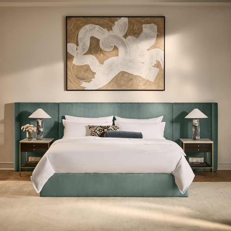Abbott Arctic Blue Velvet Upholstered Extended Queen Platform Bed - image 9 of 11