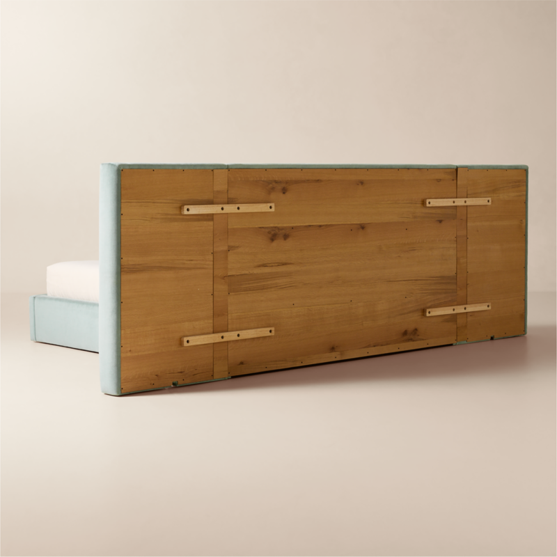 Abbott Arctic Blue Velvet Upholstered Extended King Platform Bed - image 5 of 11
