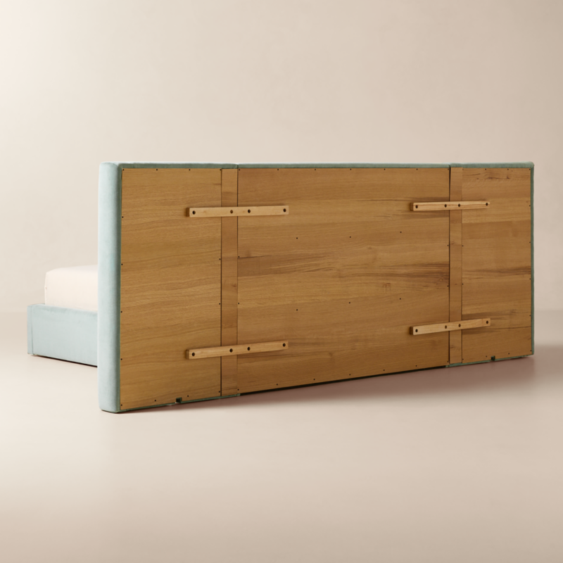 Abbott Arctic Blue Velvet Upholstered Extended Queen Platform Bed - image 5 of 11